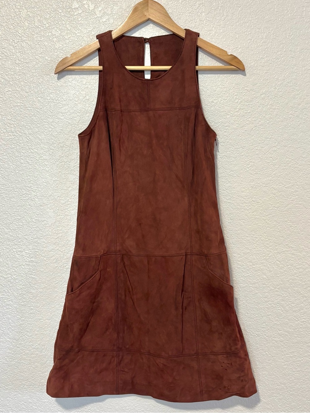 Anthropologie Moulinette Soeurs Genuine Leather Shift Dress Brown Size 2